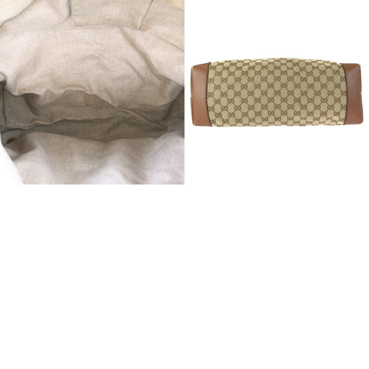 Gucci Sherry Line Beige Brown Silver GG Canvas Leather Tote — view 9