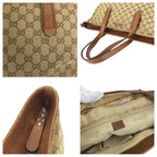 Gucci Sherry Line Beige Brown Silver GG Canvas Leather Tote — view 6