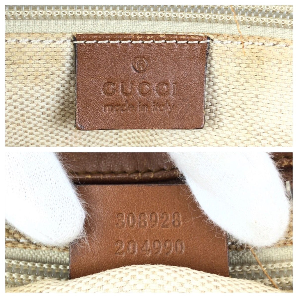 Gucci Sherry Line Beige Brown Silver GG Canvas Leather Tote — view 4