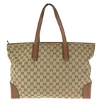 Gucci Sherry Line Beige Brown Silver GG Canvas Leather Tote — view 2