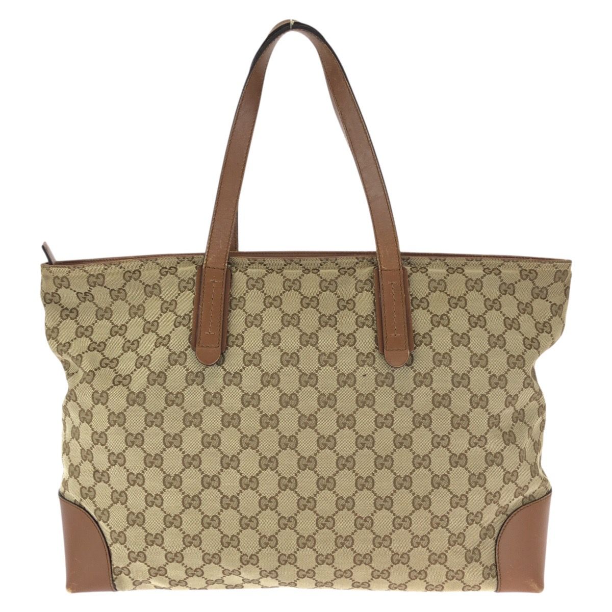 Gucci Sherry Line Beige Brown Silver GG Canvas Leather Tote — view 2