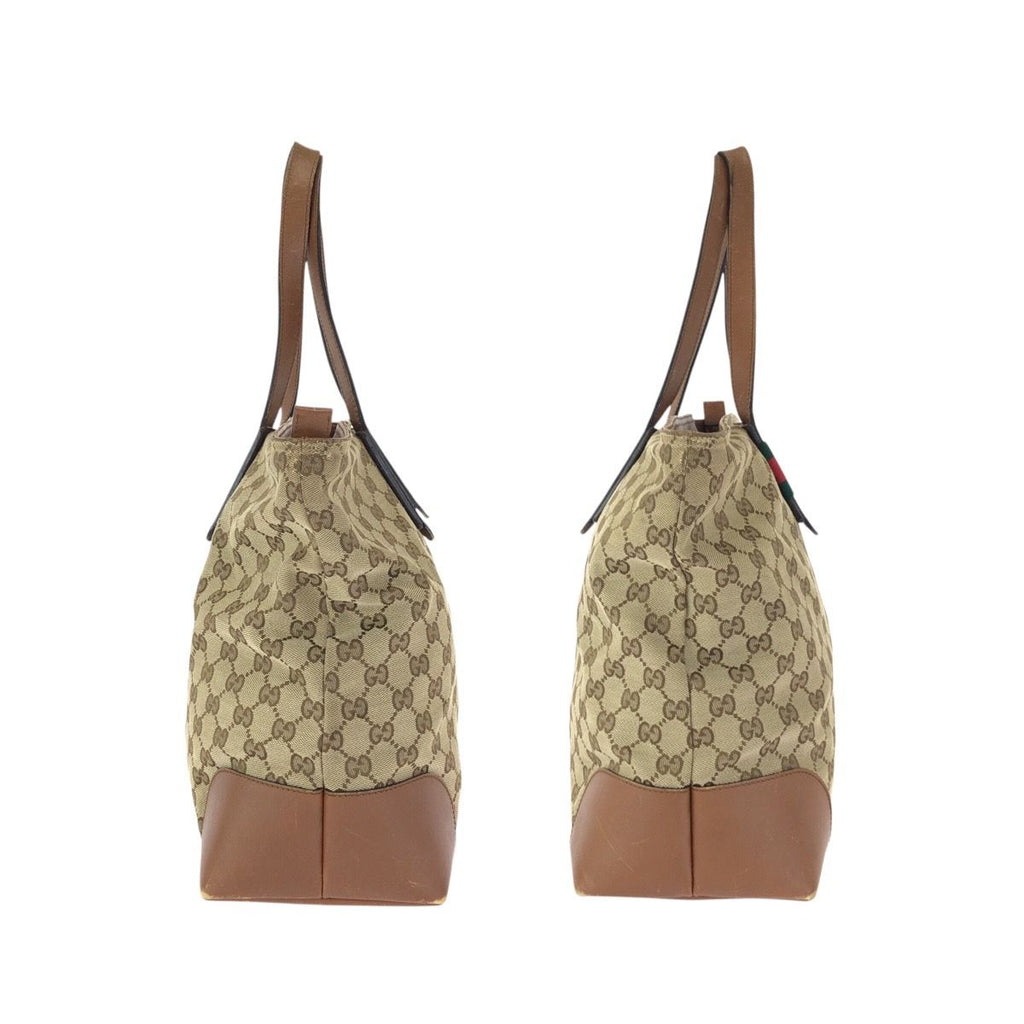 Gucci Sherry Line Beige Brown Silver GG Canvas Leather Tote — view 8