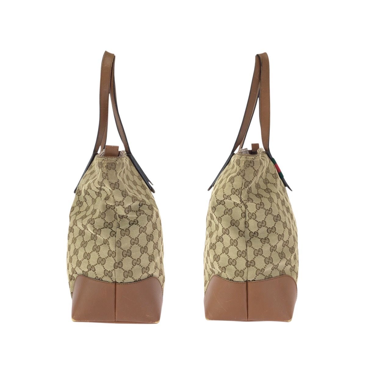 Gucci Sherry Line Beige Brown Silver GG Canvas Leather Tote — view 8