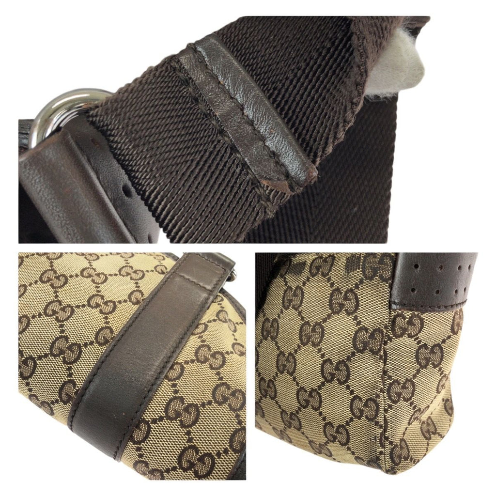 Gucci Beige Dark Brown Silver GG Canvas Leather Shoulder — view 6