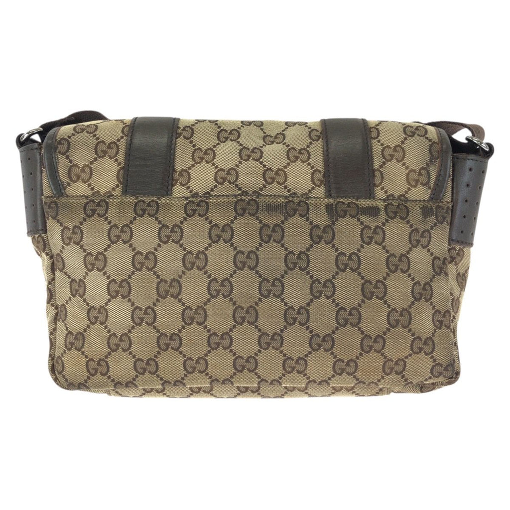 Gucci Beige Dark Brown Silver GG Canvas Leather Shoulder — view 2