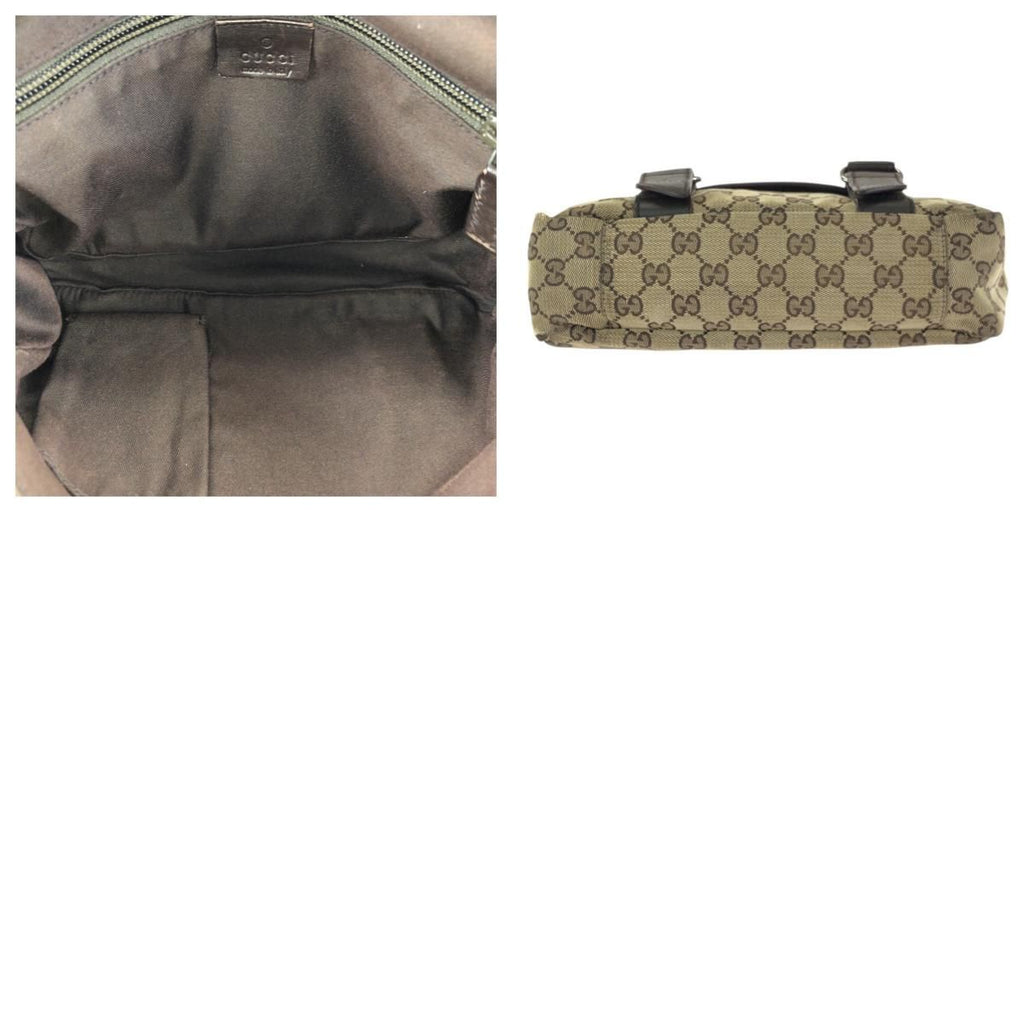 Gucci Beige Dark Brown Silver GG Canvas Leather Shoulder — view 9