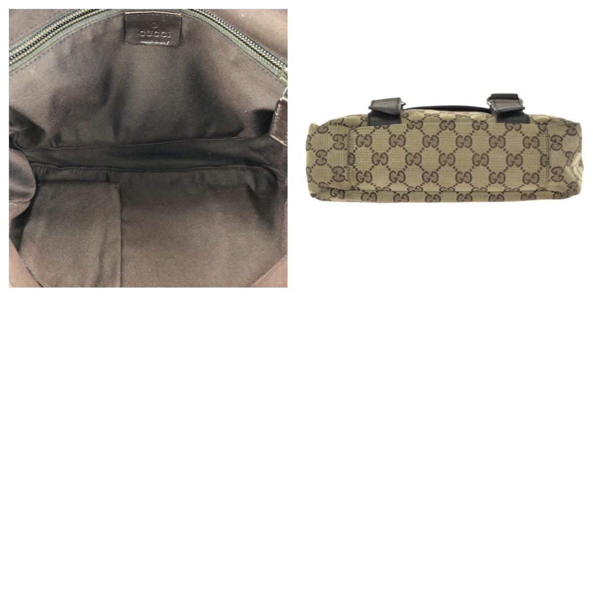 Gucci Beige Dark Brown Silver GG Canvas Leather Shoulder — view 9