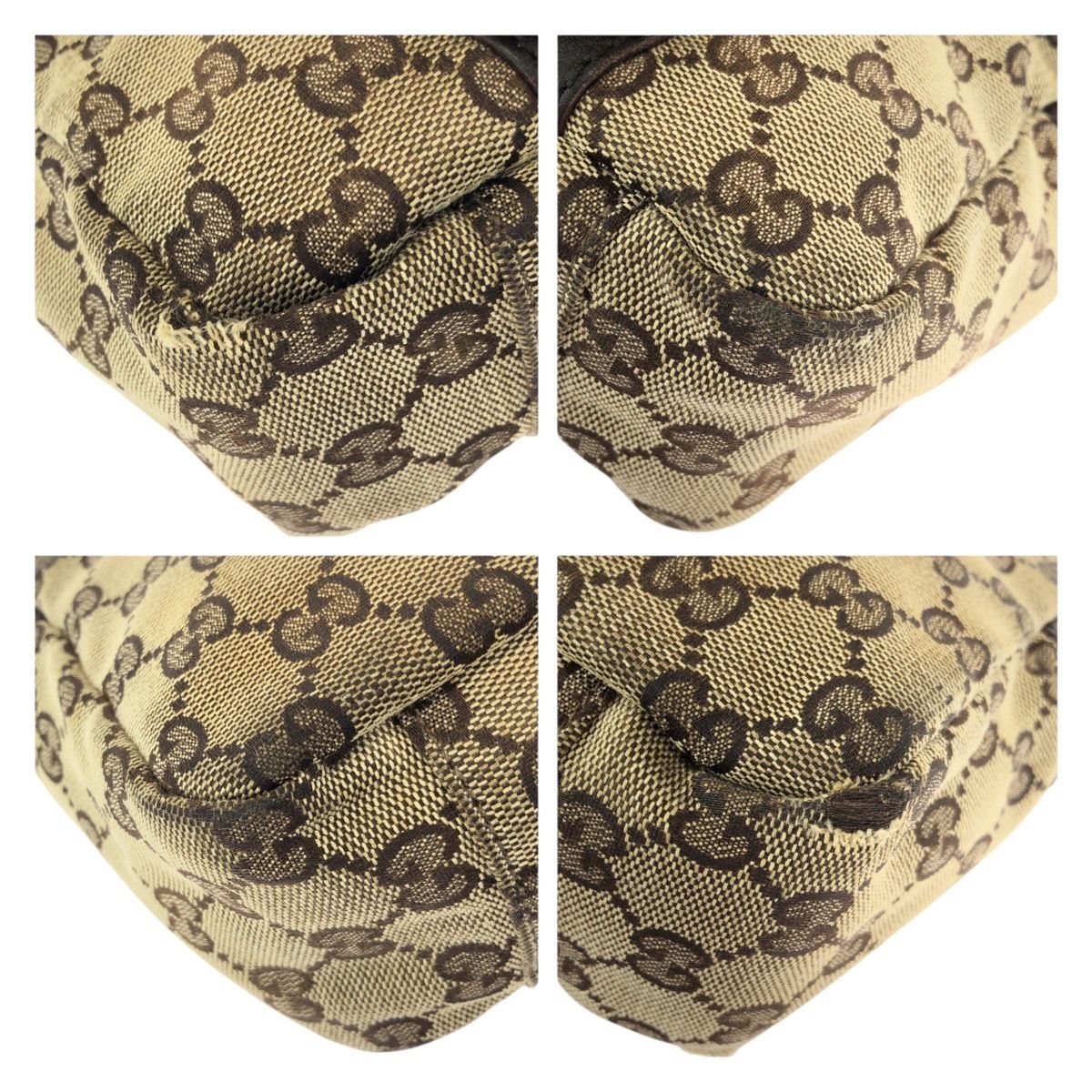 Gucci Beige Dark Brown Silver GG Canvas Leather Shoulder — view 3