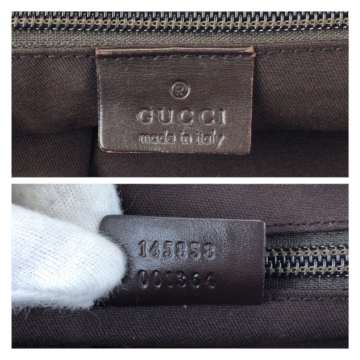Gucci Beige Dark Brown Silver GG Canvas Leather Shoulder — view 4