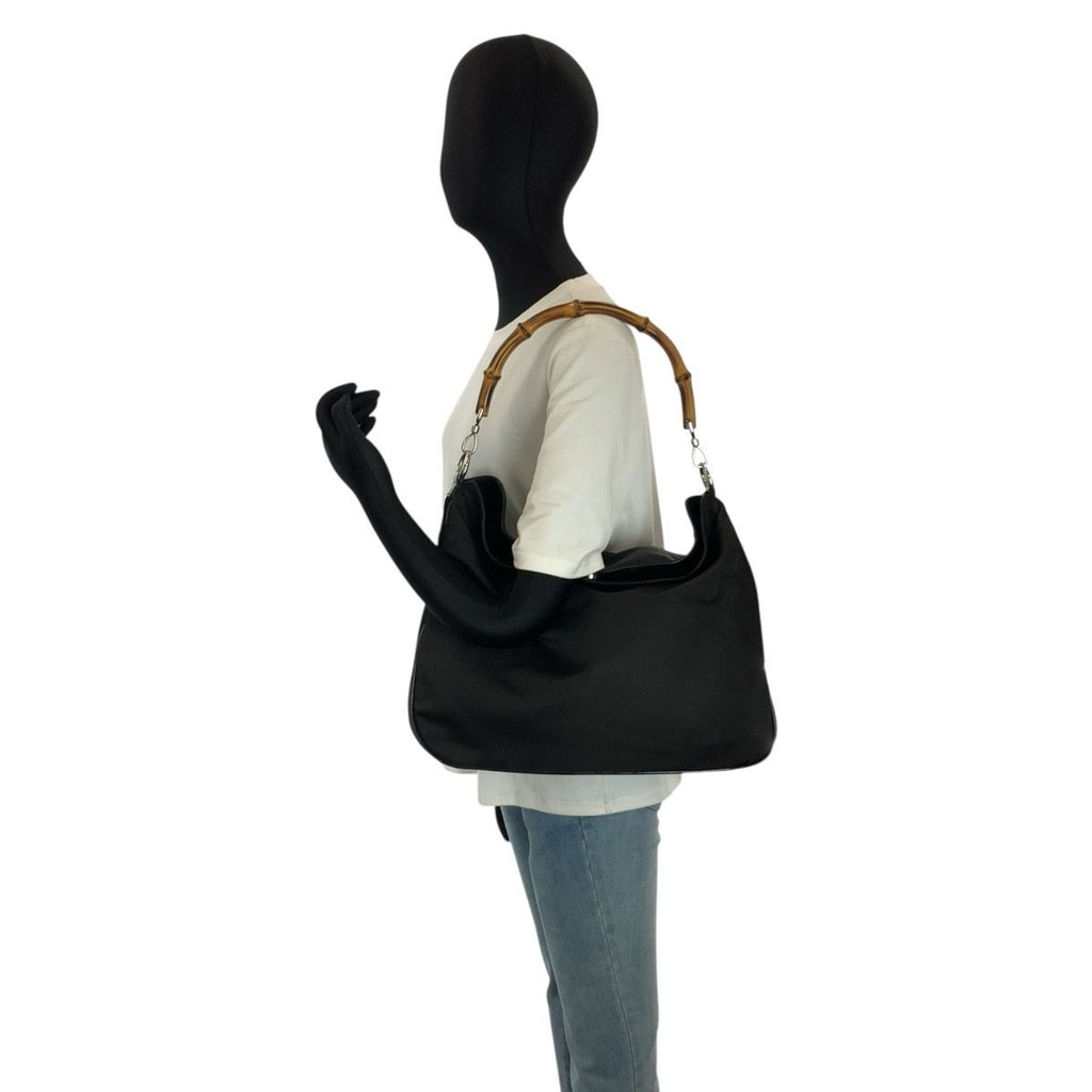 Gucci Bamboo Black Silver Nylon 001 5 2-Way Shoulder — view 6