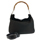 Gucci Bamboo Black Silver Nylon 001 5 2-Way Shoulder