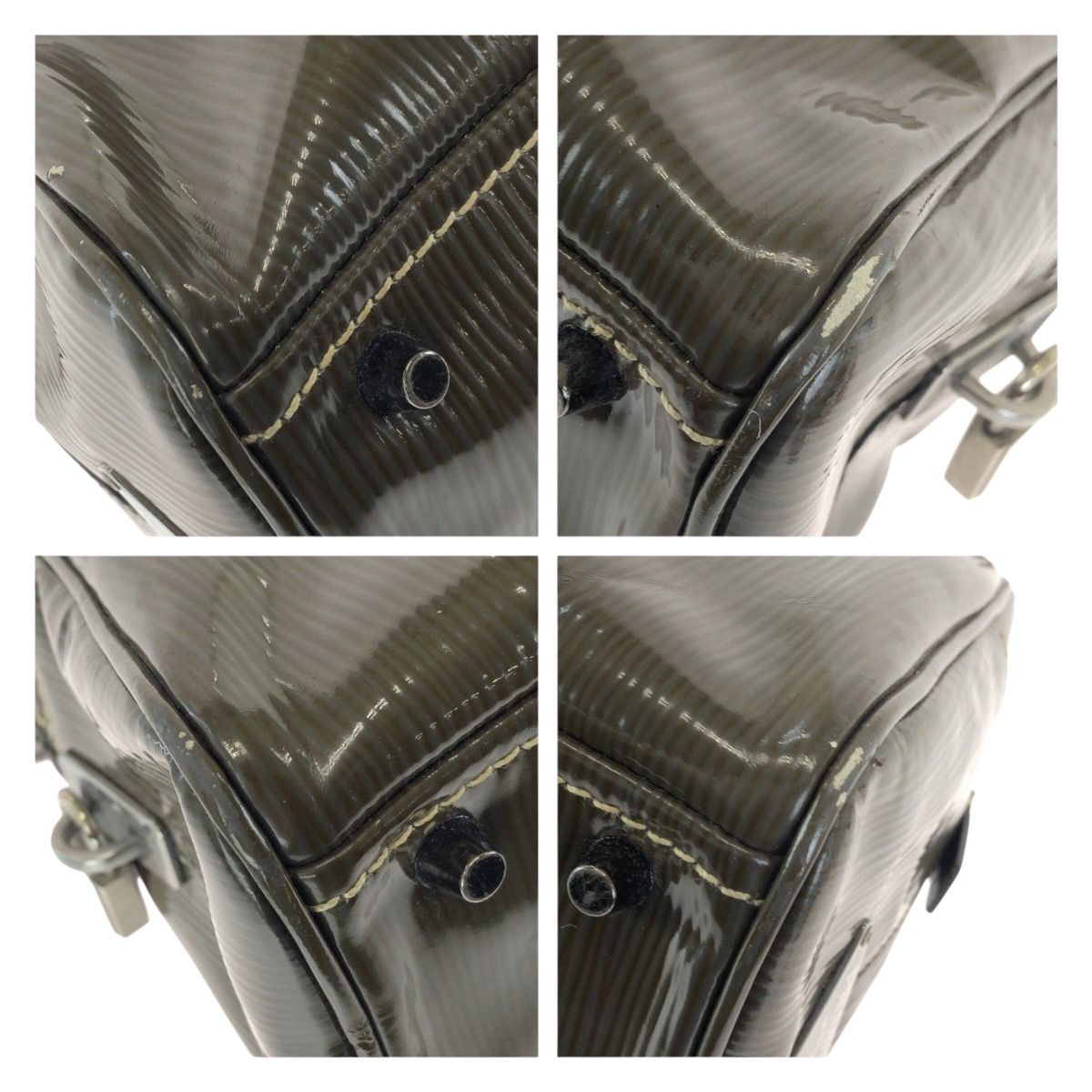 Prada Vintage Khaki Silver Patent Leather Shoulder — view 4