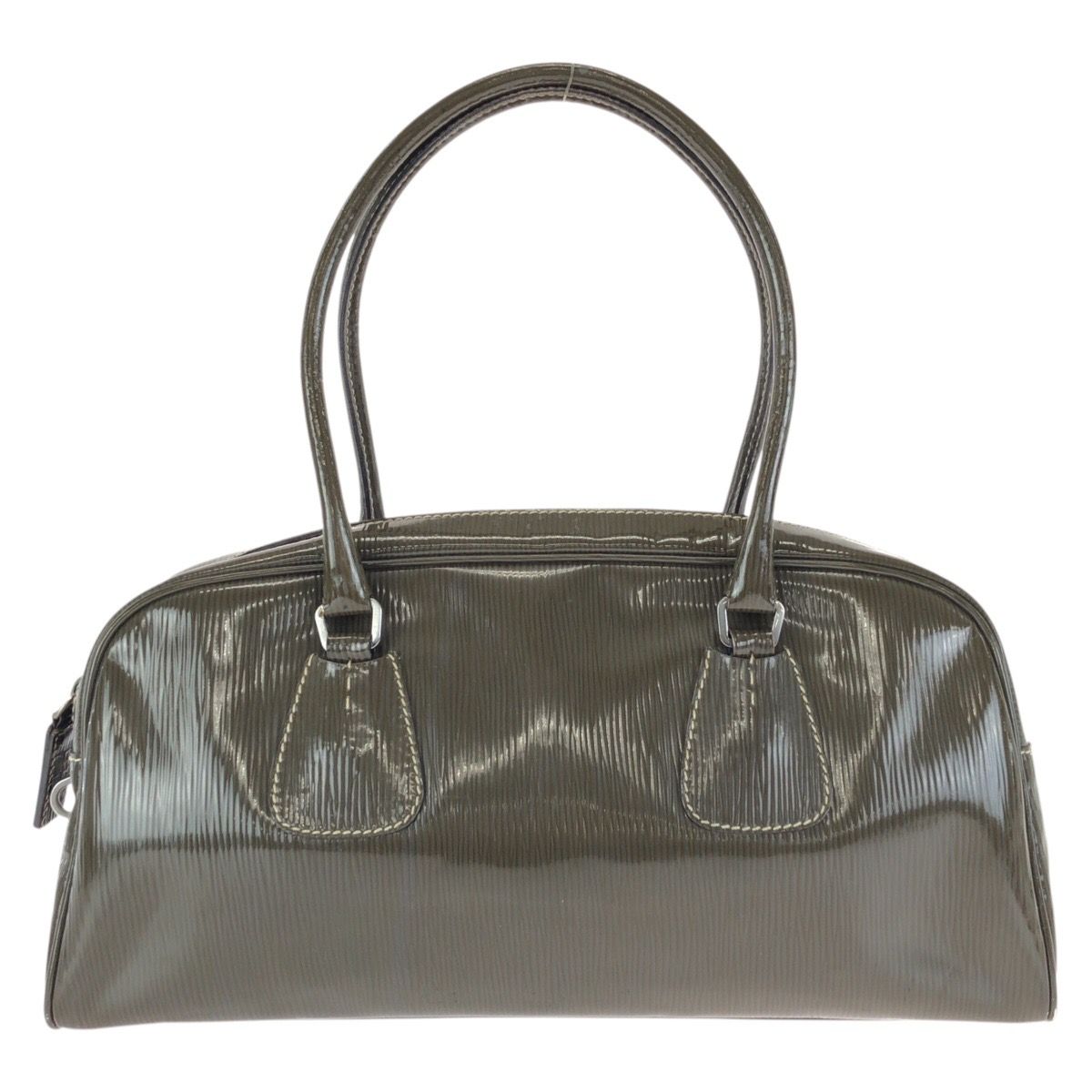 Prada Vintage Khaki Silver Patent Leather Shoulder — view 3