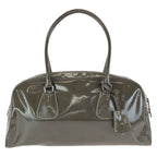 Prada Vintage Khaki Silver Patent Leather Shoulder — view 2