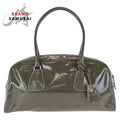 Prada Vintage Khaki Silver Patent Leather Shoulder