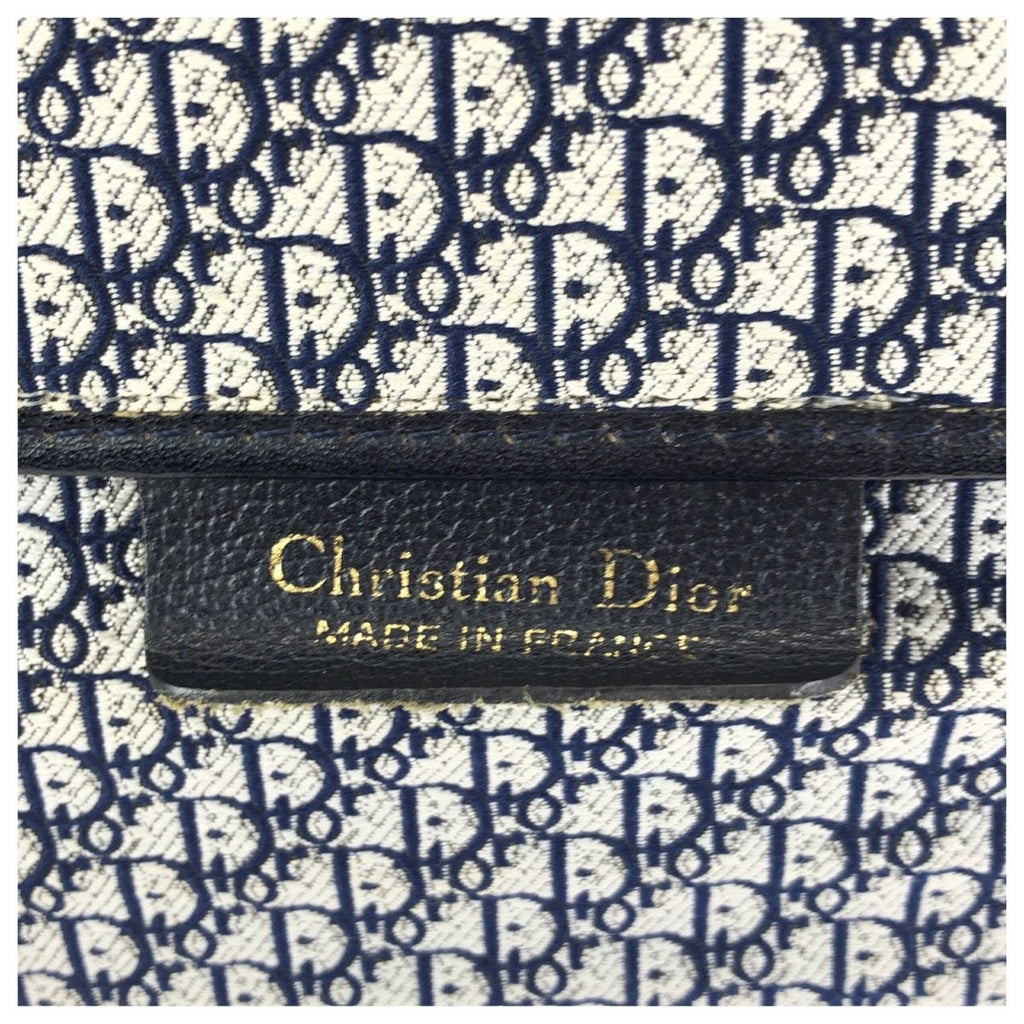 Dior Vintage Trotter Navy Gold Leather Shoulder — view 4