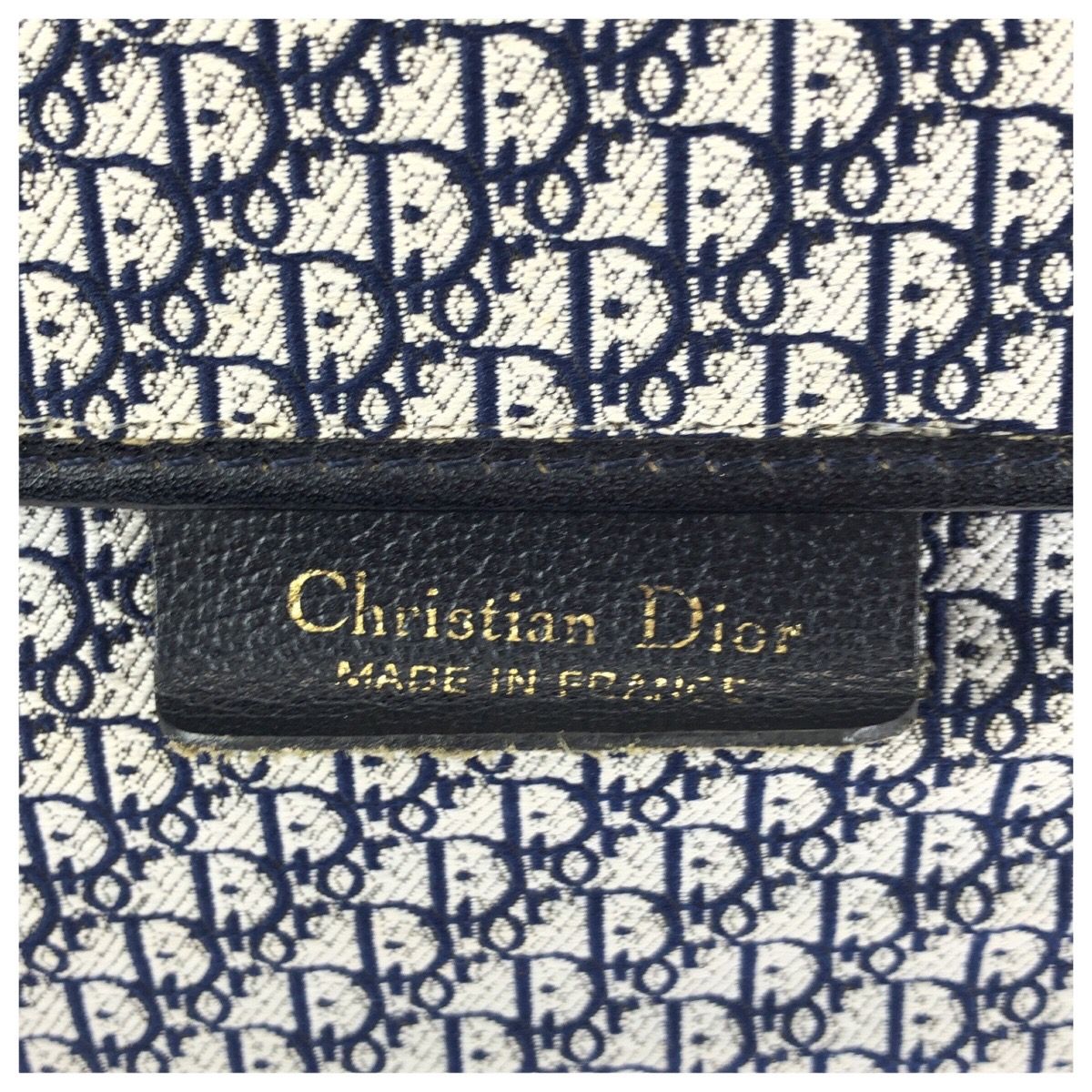 Dior Vintage Trotter Navy Gold Leather Shoulder — view 4
