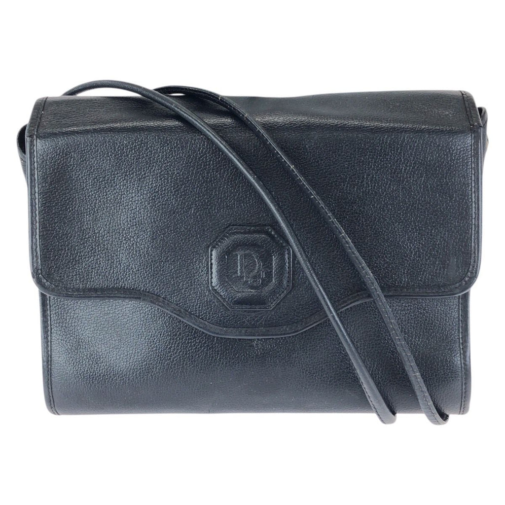 Dior Vintage Trotter Navy Gold Leather Shoulder