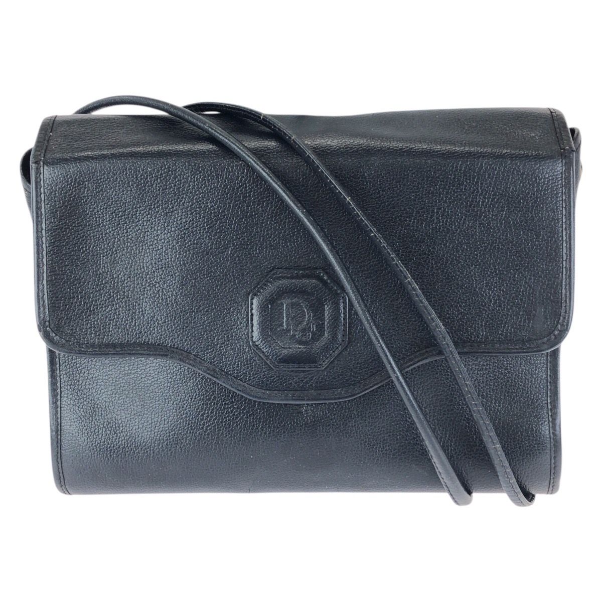 Dior Vintage Trotter Navy Gold Leather Shoulder
