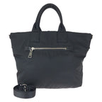 Prada Tessuto Double 2-Way Reversible Black Silver Nylon Leather Tote
