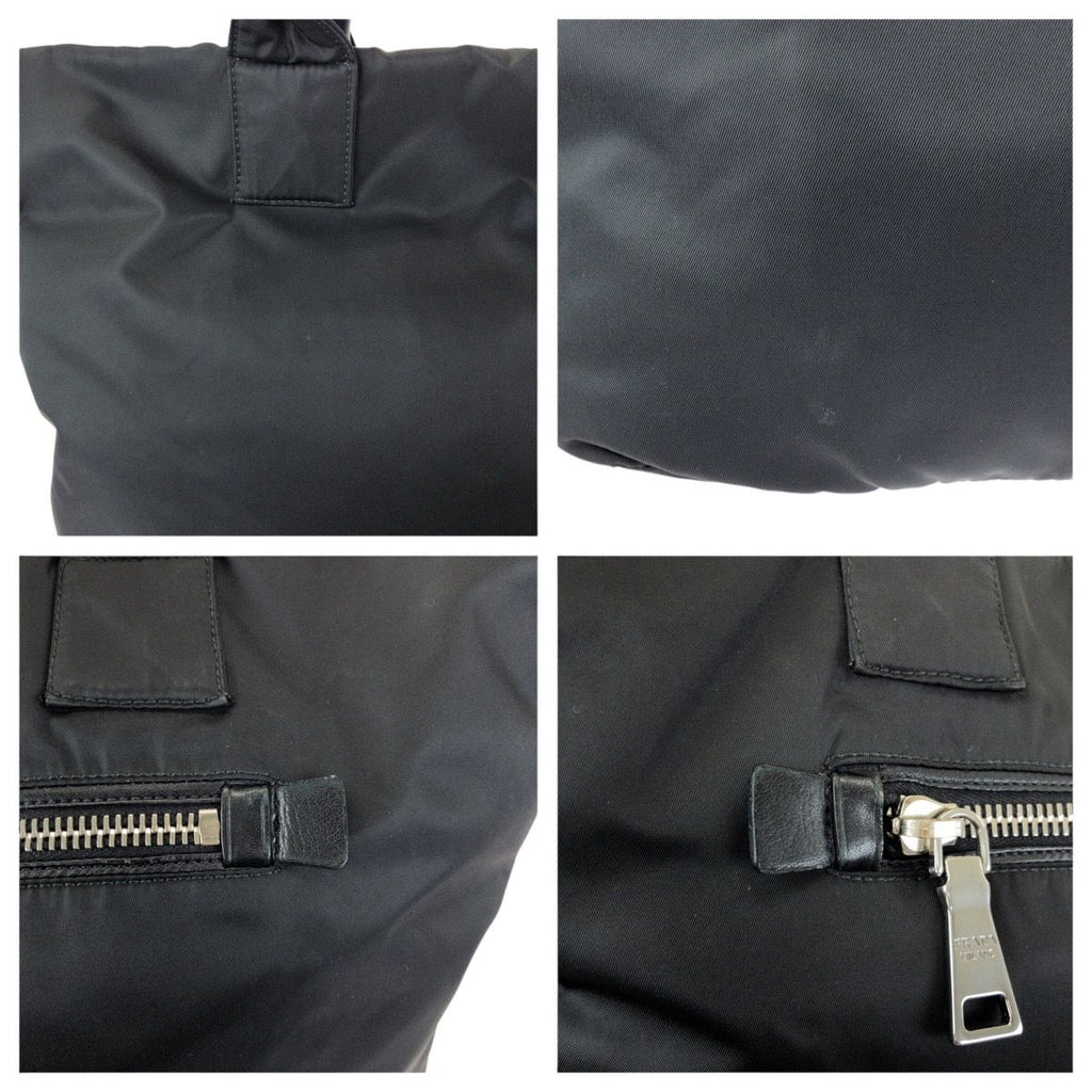 Prada Tessuto Double 2-Way Reversible Black Silver Nylon Leather Tote — view 5