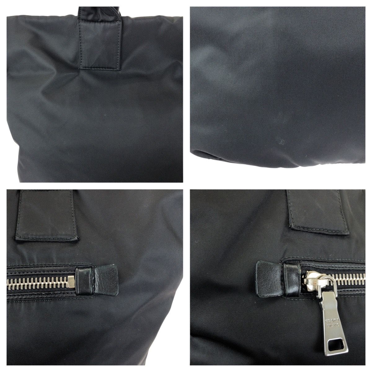 Prada Tessuto Double 2-Way Reversible Black Silver Nylon Leather Tote — view 5