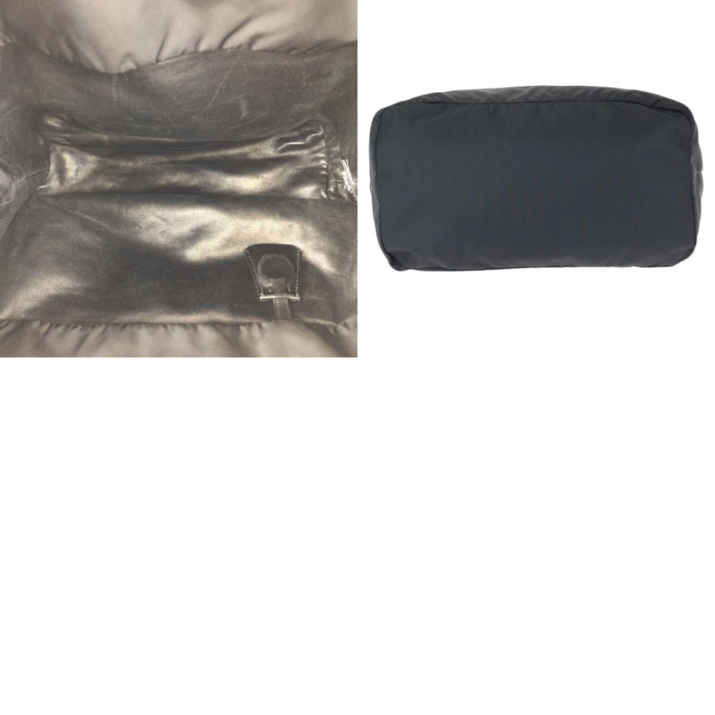 Prada Tessuto Double 2-Way Reversible Black Silver Nylon Leather Tote — view 9