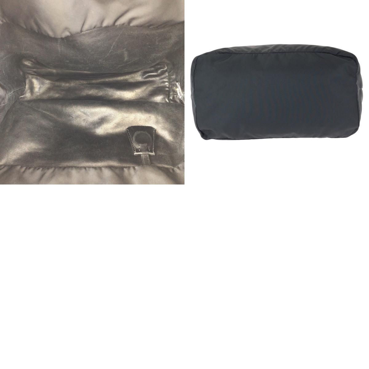 Prada Tessuto Double 2-Way Reversible Black Silver Nylon Leather Tote — view 9