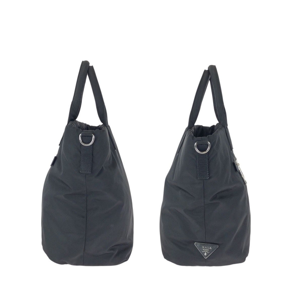 Prada Tessuto Double 2-Way Reversible Black Silver Nylon Leather Tote — view 8