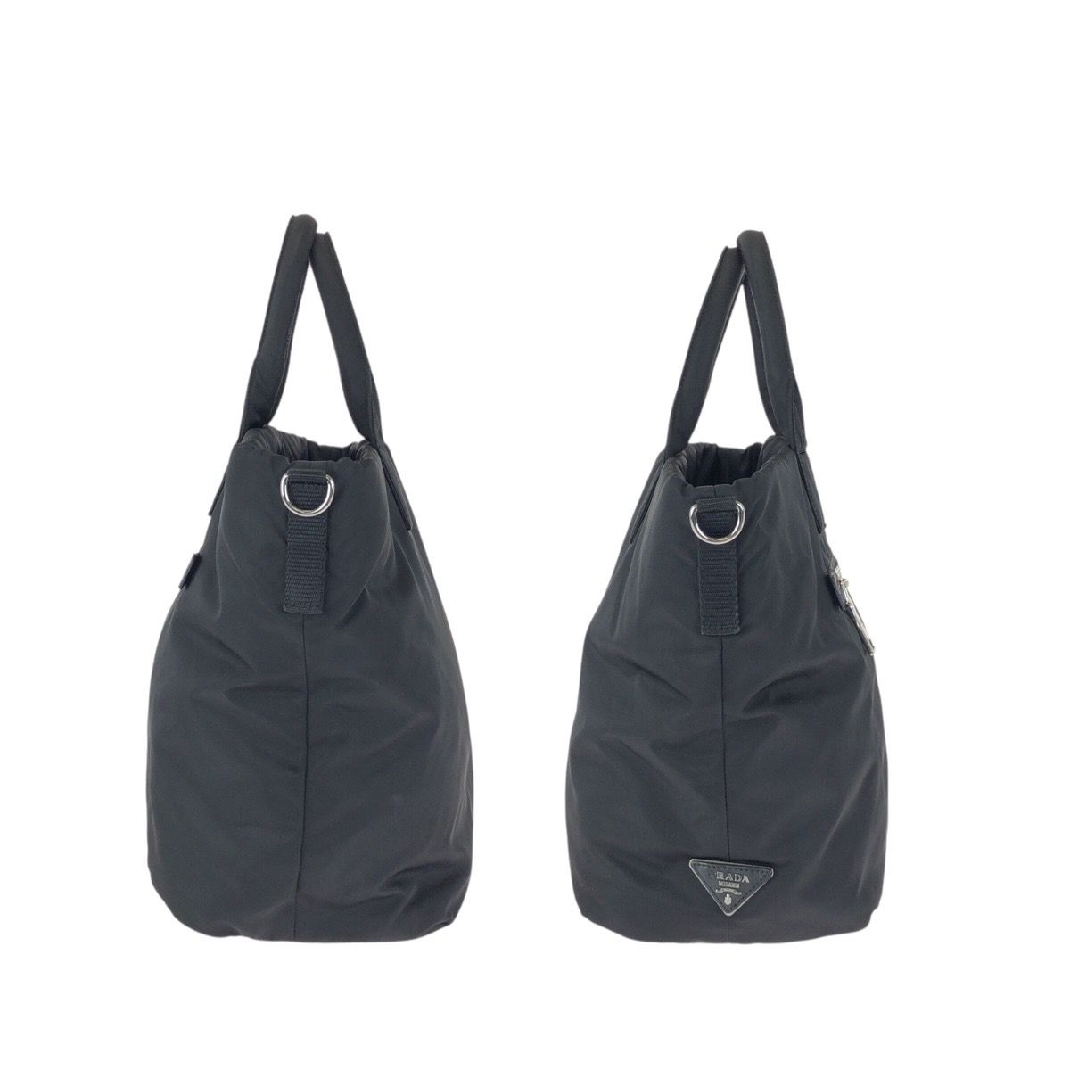 Prada Tessuto Double 2-Way Reversible Black Silver Nylon Leather Tote — view 8