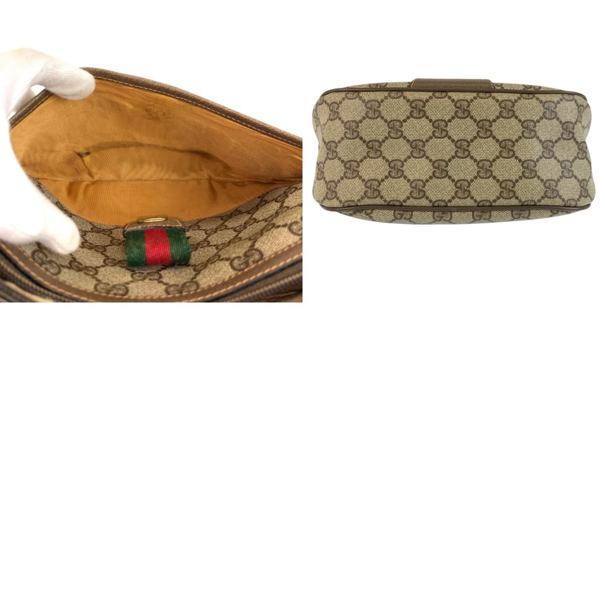 Gucci Vintage Sherry Line Beige GG Supreme Canvas Shoulder Bag Pochette — view 9