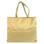 Prada Logo Embroidery Yellow Satin Tote
