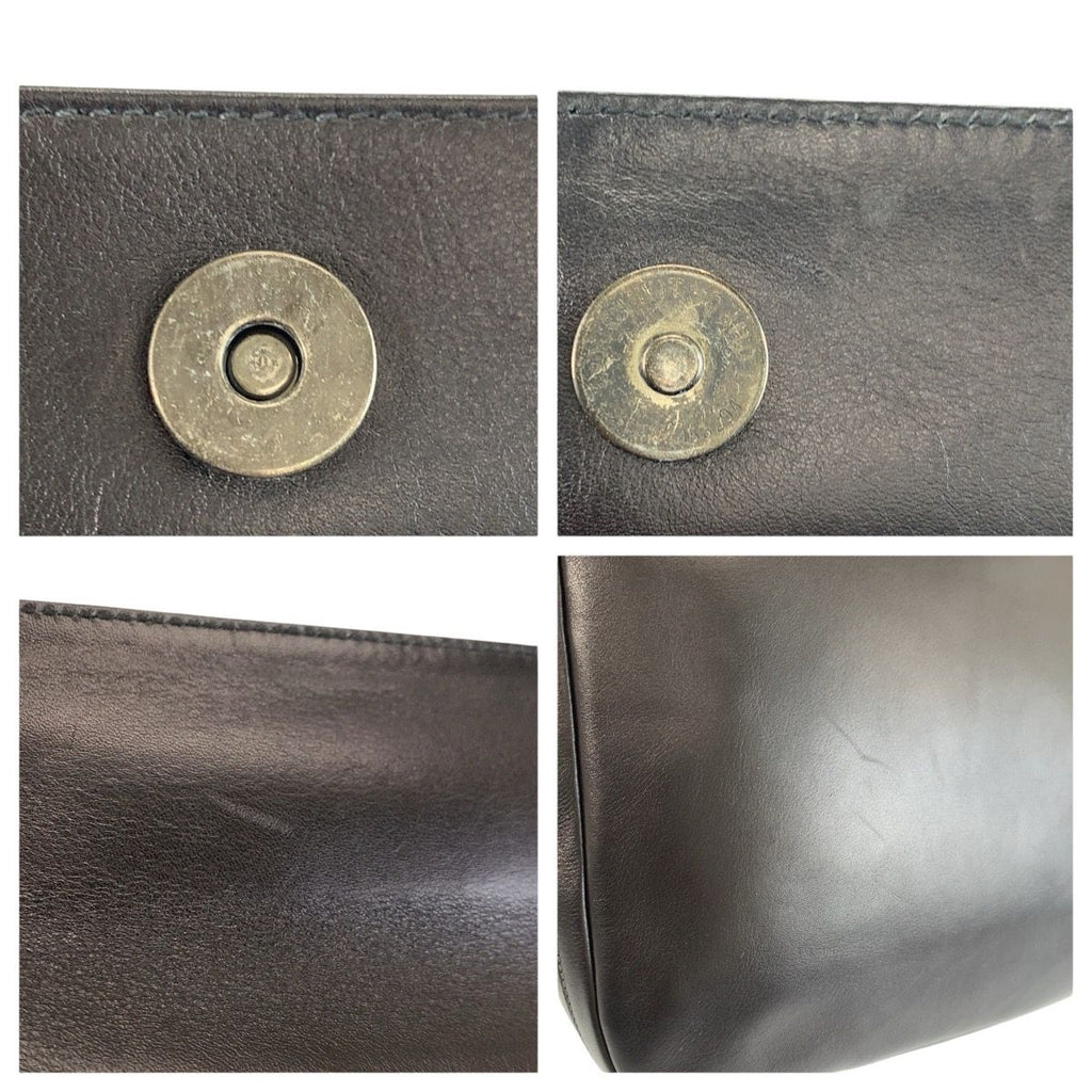 Gucci Interlocking Black Gunmetal Leather 004 406 Clutch — view 5