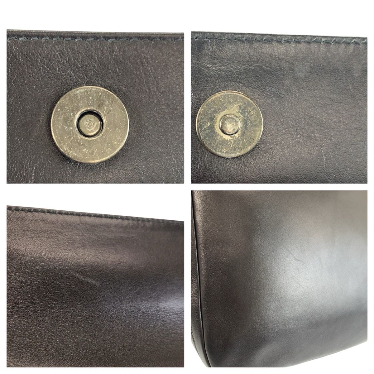 Gucci Interlocking Black Gunmetal Leather 004 406 Clutch — view 5