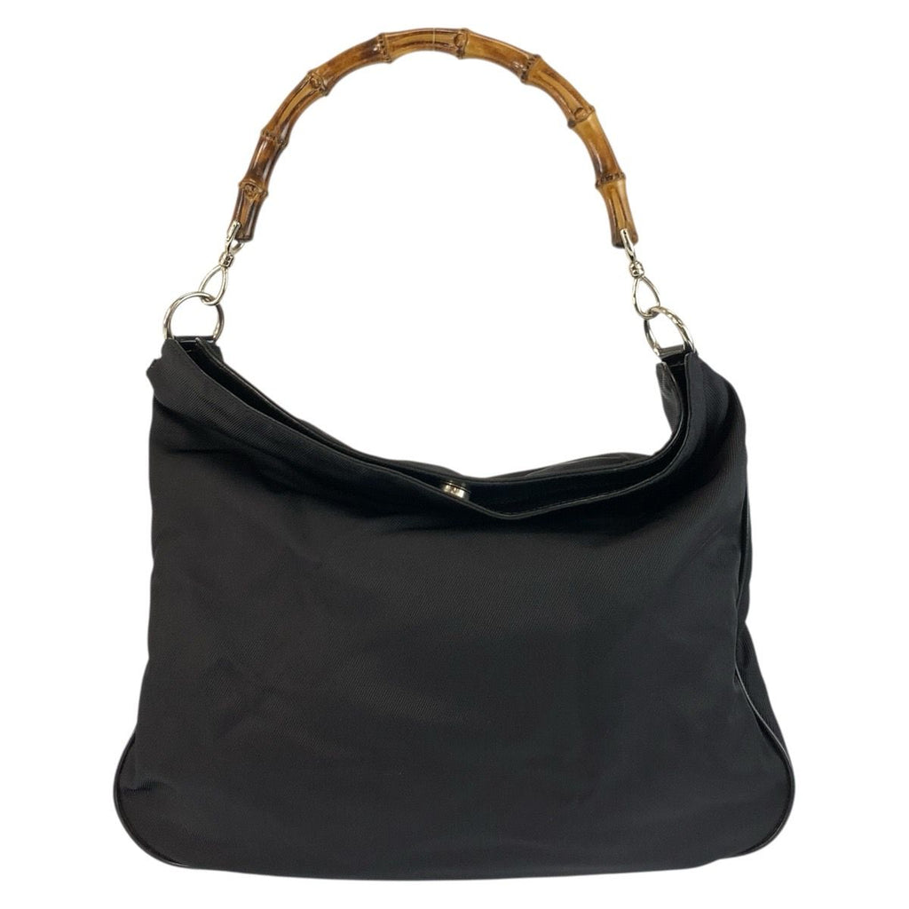 Gucci Bamboo Black Silver Nylon 001 Shoulder