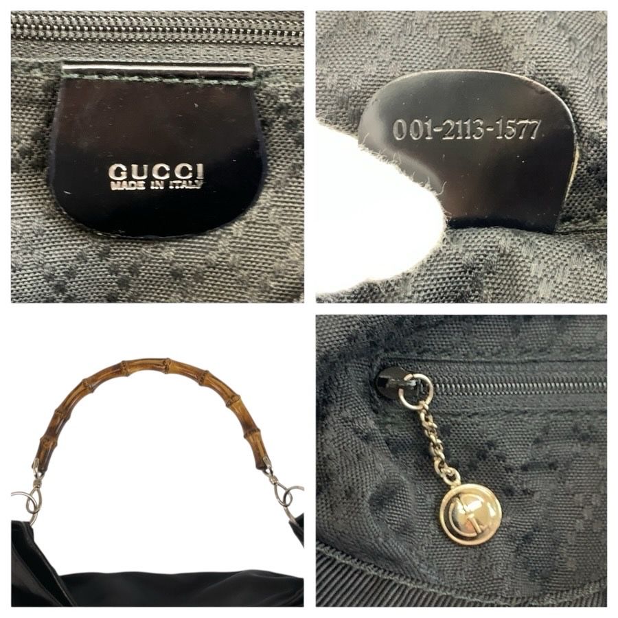 Gucci Bamboo Black Silver Nylon 001 Shoulder — view 3
