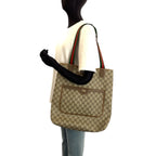 Gucci Vintage Sherry Line Brown Beige GG Supreme Canvas Tote Shoulder — view 7
