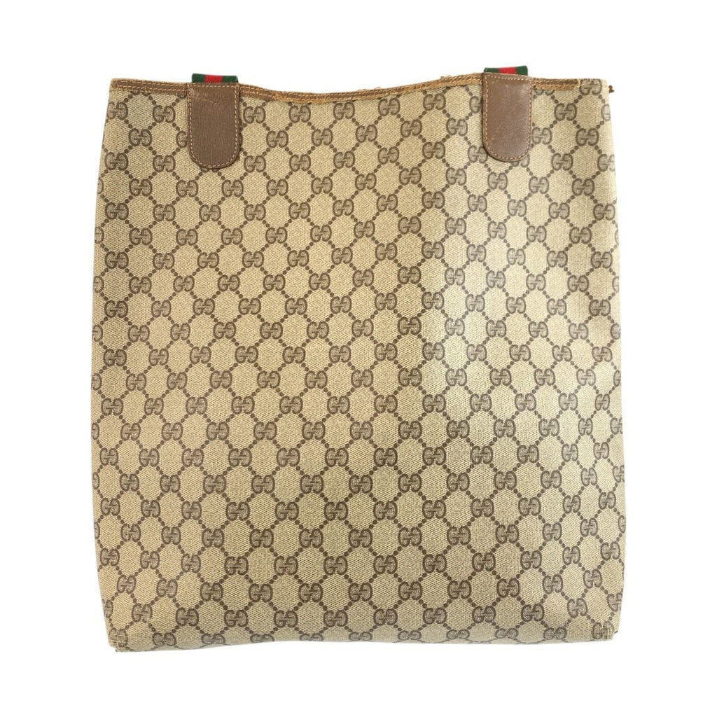Gucci Vintage Sherry Line Brown Beige GG Supreme Canvas Tote Shoulder — view 2