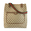 Gucci Vintage Sherry Line Brown Beige GG Supreme Canvas Tote Shoulder