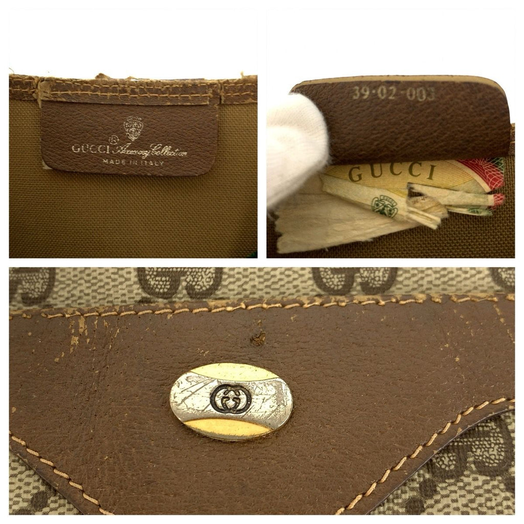 Gucci Vintage Sherry Line Brown Beige GG Supreme Canvas Tote Shoulder — view 4