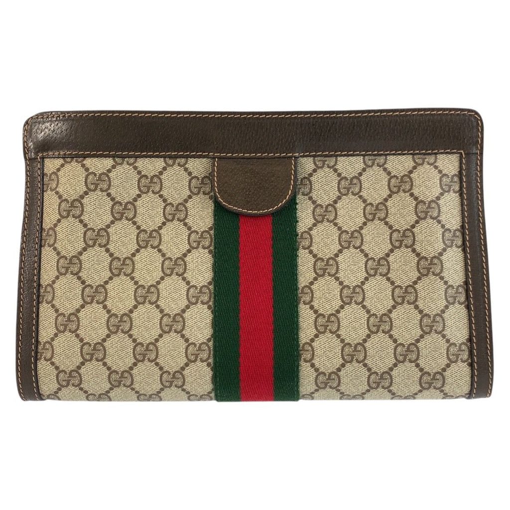 Gucci Vintage Sherry Line Beige GG Supreme Canvas Clutch — view 2