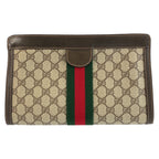 Gucci Vintage Sherry Line Beige GG Supreme Canvas Clutch — view 2