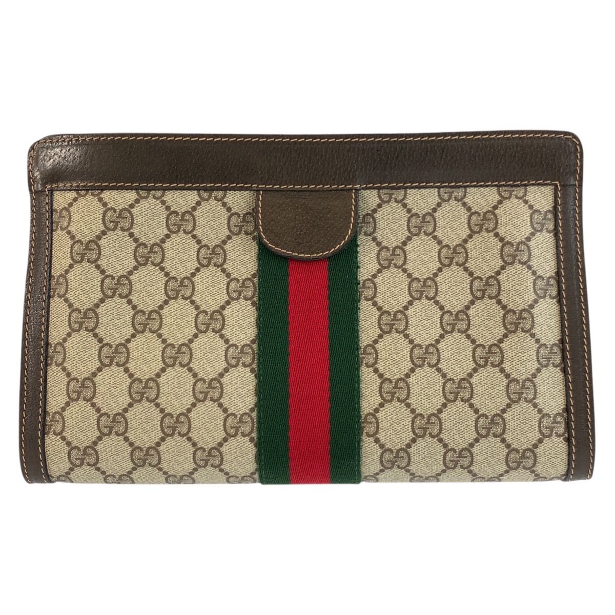 Gucci Vintage Sherry Line Beige GG Supreme Canvas Clutch — view 2