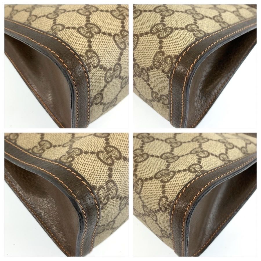 Gucci Vintage Sherry Line Beige GG Supreme Canvas Clutch — view 4