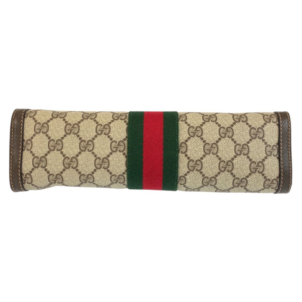 Gucci Vintage Sherry Line Beige GG Supreme Canvas Clutch — view 8