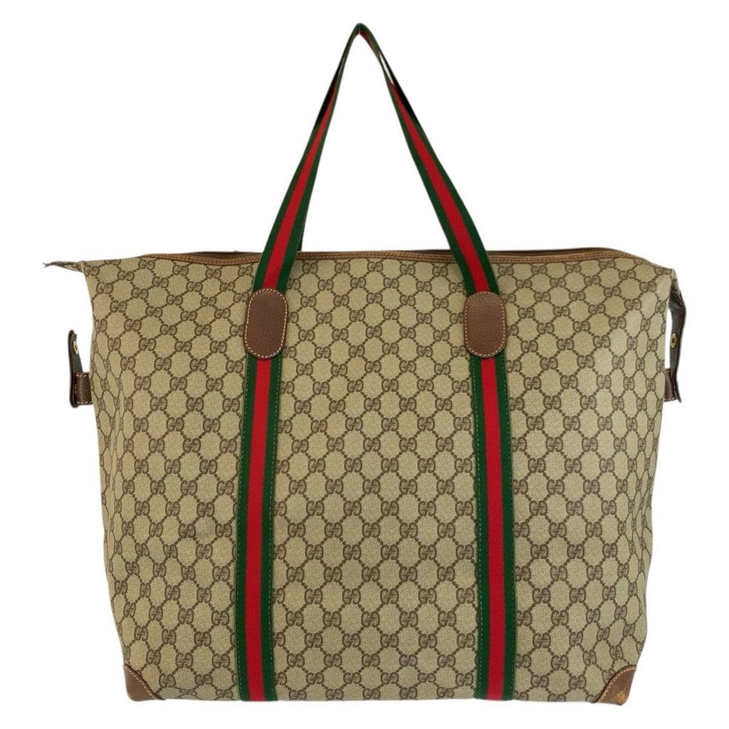 Gucci Sherry Line Beige Brown GG Supreme Canvas 002 39 Tote Boston — view 2