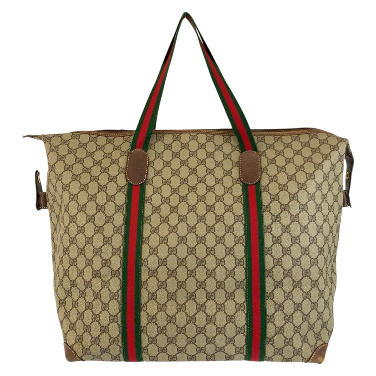 Gucci Sherry Line Beige Brown GG Supreme Canvas 002 39 Tote Boston — view 2