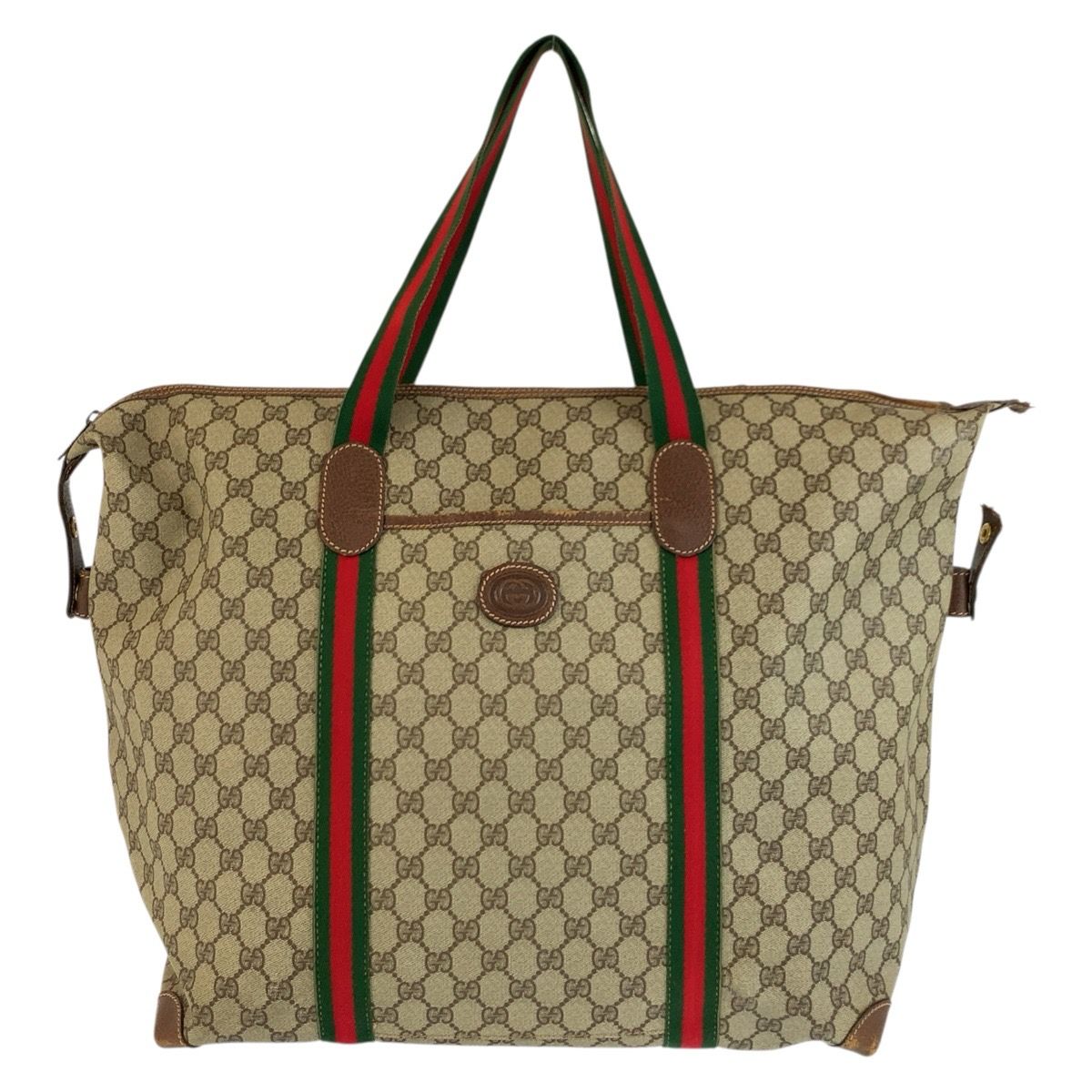 Gucci Sherry Line Beige Brown GG Supreme Canvas 002 39 Tote Boston