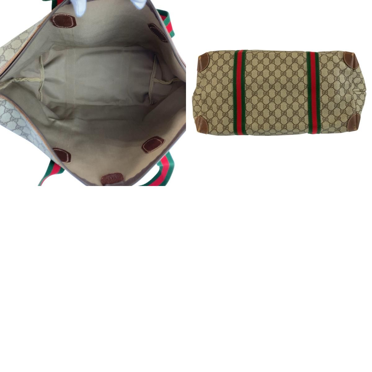 Gucci Sherry Line Beige Brown GG Supreme Canvas 002 39 Tote Boston — view 9