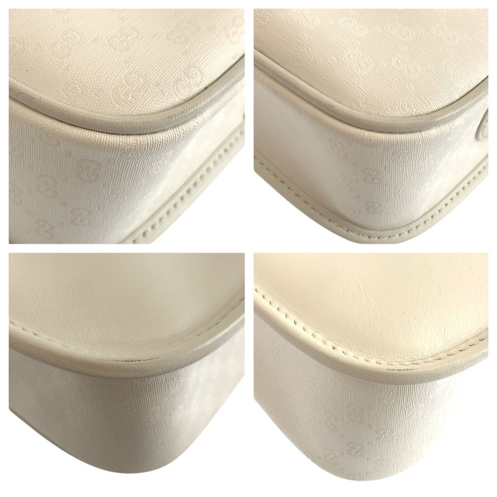 Gucci Interlocking Micro GG White Supreme Canvas Leather Shoulder Bag Pochette — view 3